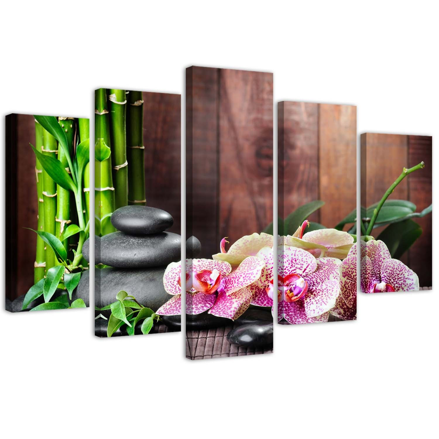 Feeby Obraz 5 częściowy Kompozycja zen z orchideą 100x70