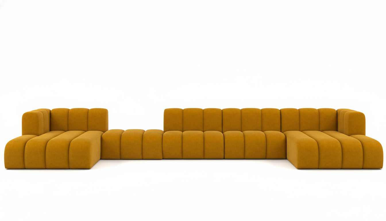 Narożnik w kształcie U, Grand U XL 500 cm, welur Salvador, Żółty