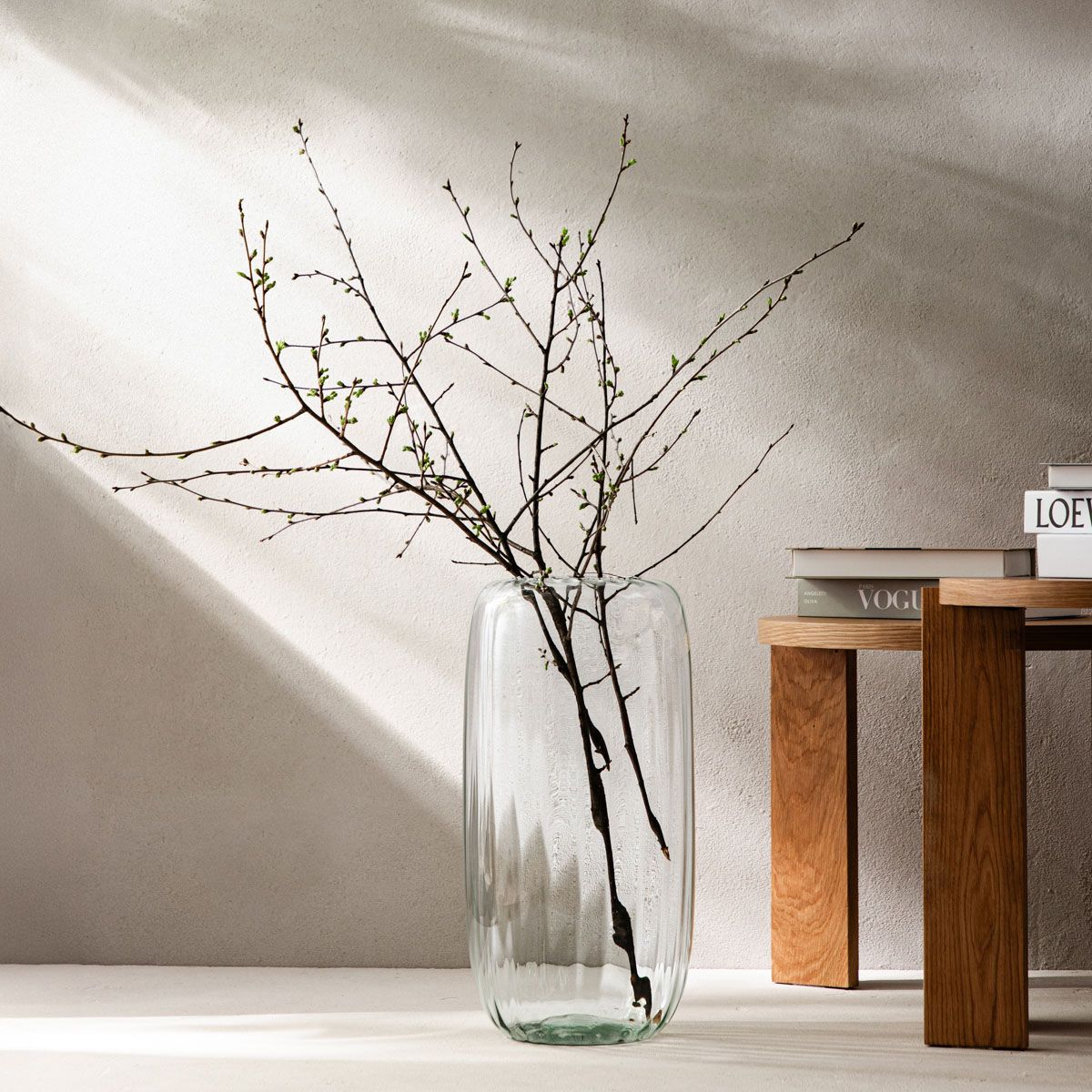 Wazon LUKI ryflowany transparentny ze szkła z recyklingu 13x45 cm