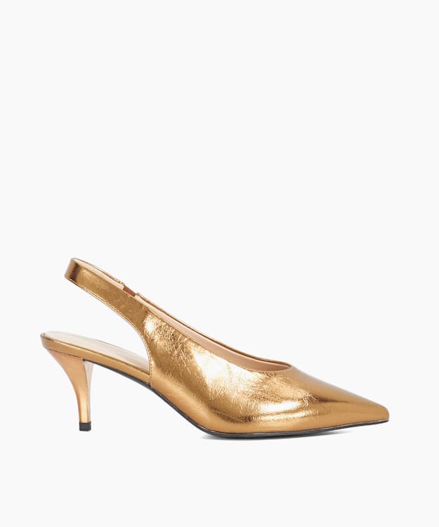 Cyra Bronze - Sling-Back Mid Height Open Court Shoes