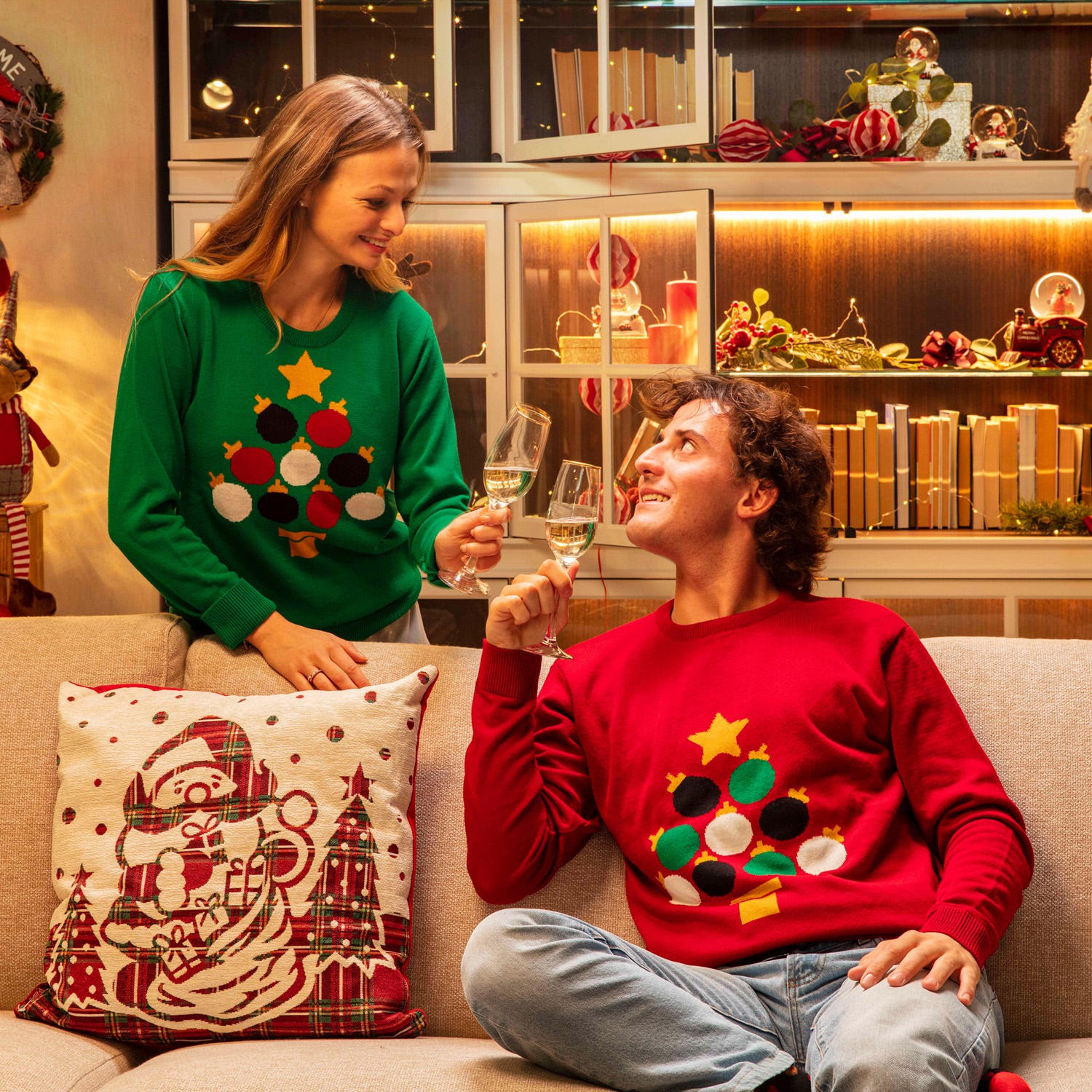 Maglione natalizio albero donna, taglia XL
