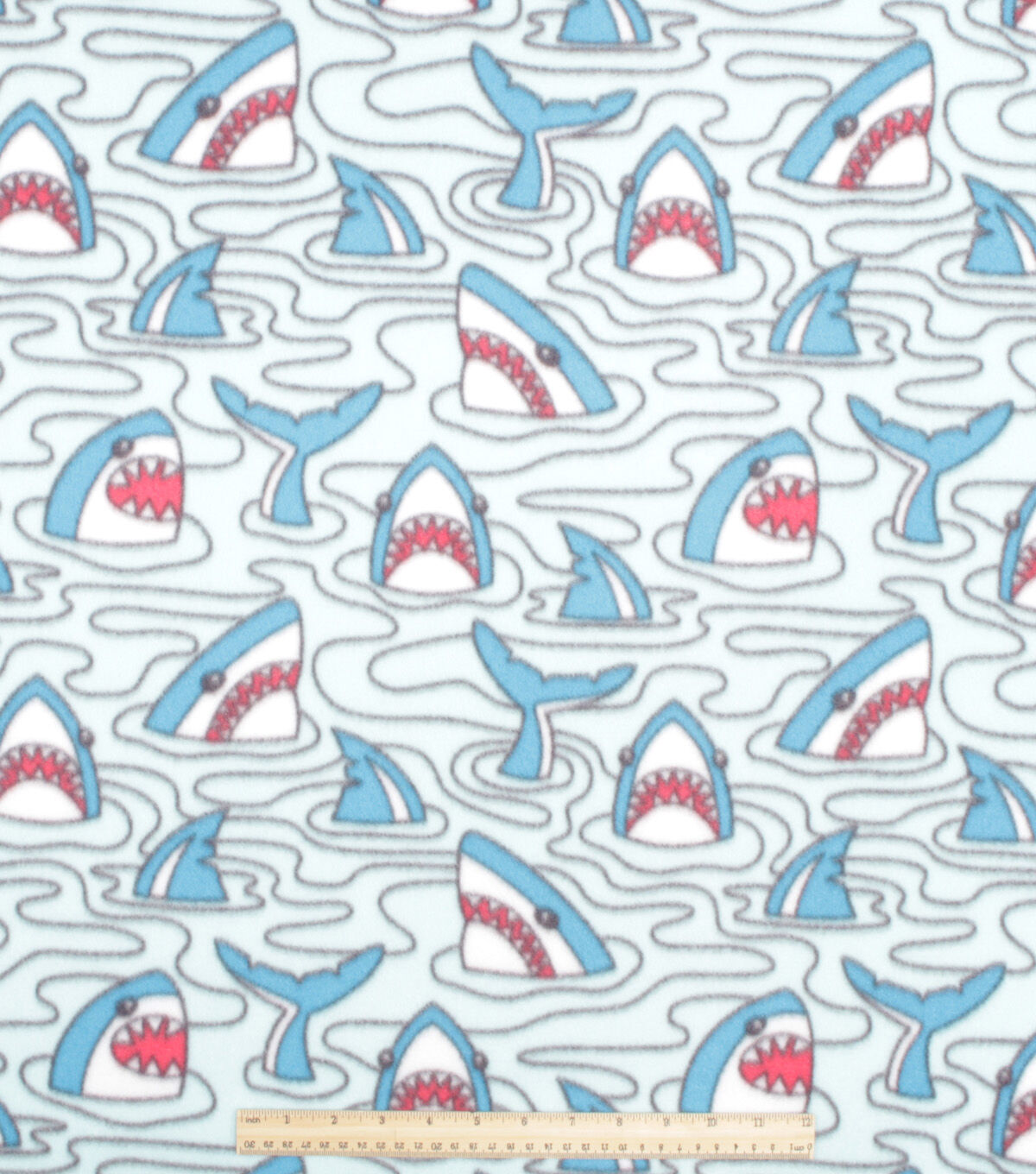 Sharks Underwater Blizzard Prints Fleece Fabric