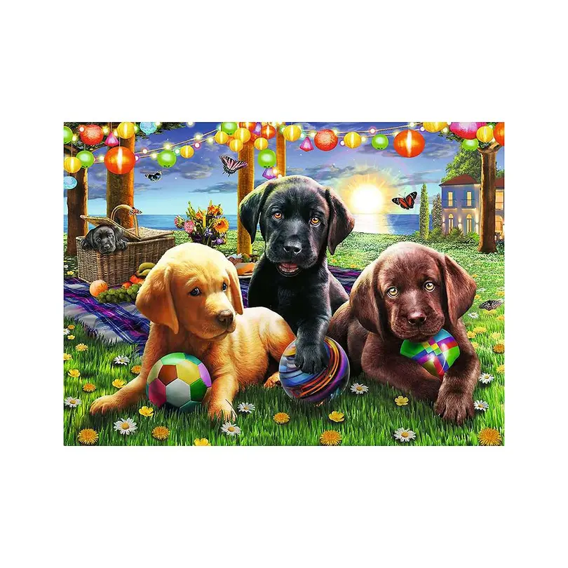 Puzzle 100-teilig Hunde Picknick