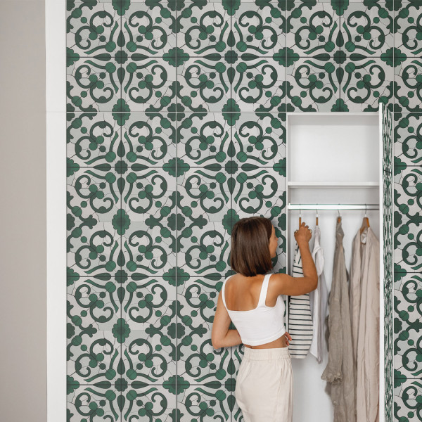 Folia meblowa Zielone ornamenty 50x100 Okleina samoprzylepna Retro