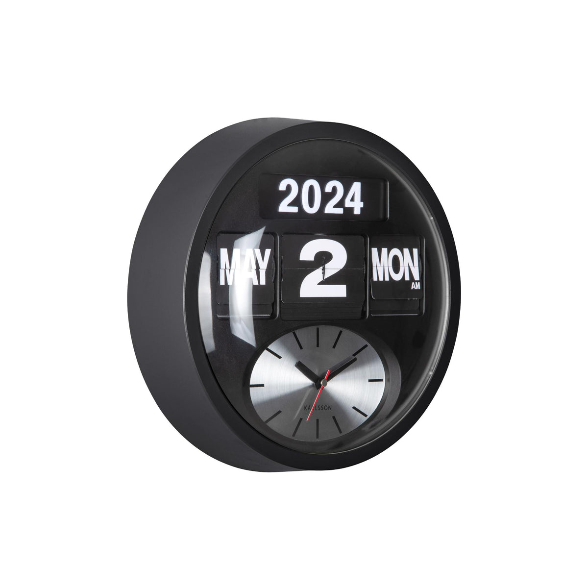 Karlsson wandklok Round Flip - zwart - Ø32.6cm