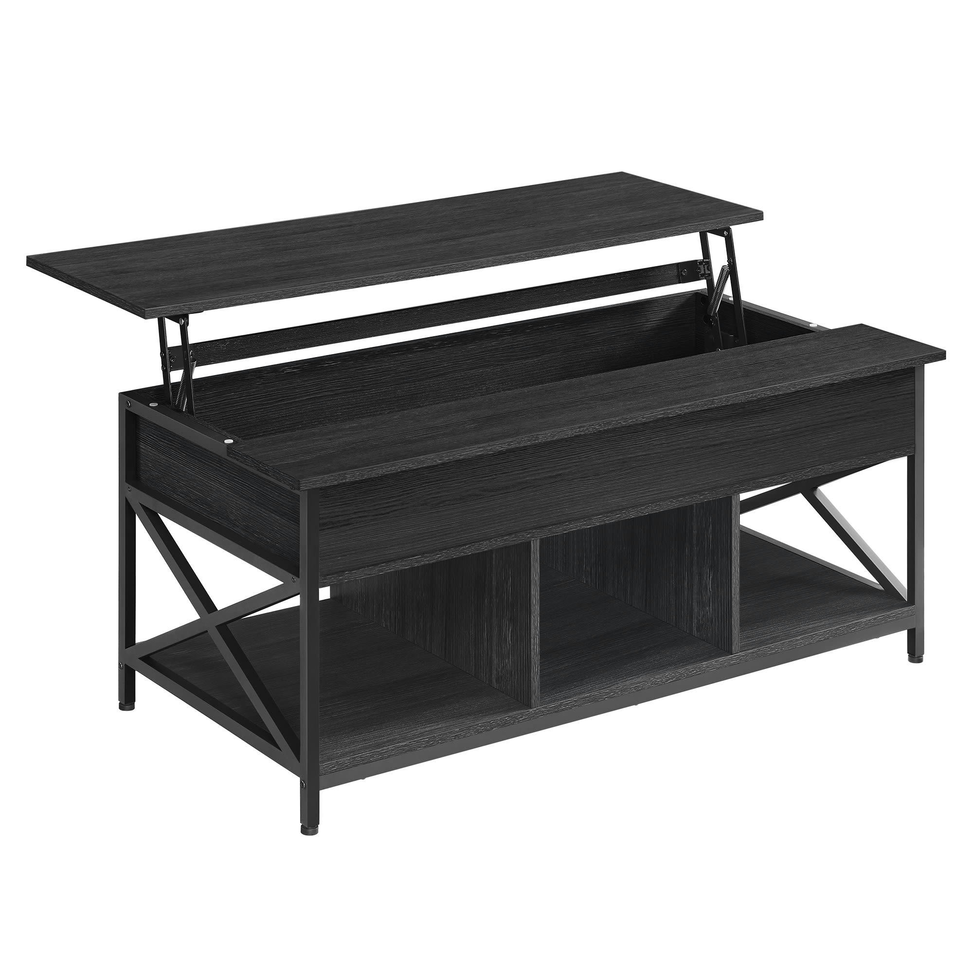- Table basse avec plateau relevable effet bois noir‎ 60 x 120 x 48 cm