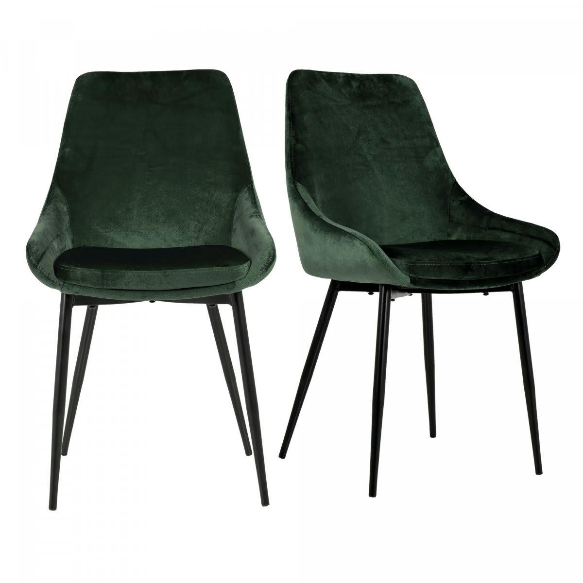 ZAIPO - Lot de 2 chaises en velours style moderne vert