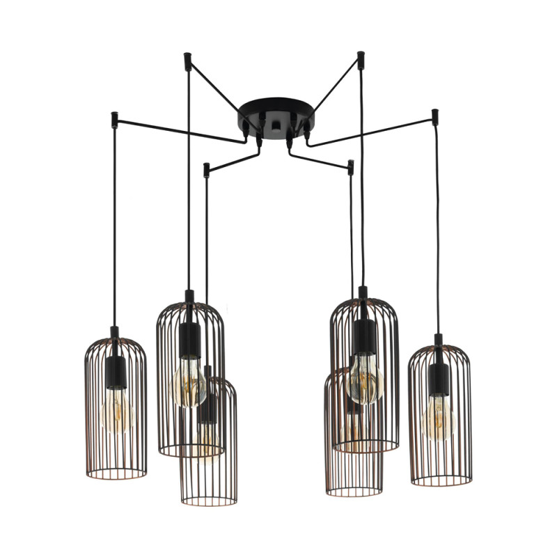 Suspension Roccameno noire E27 6 x 60 W EGLO