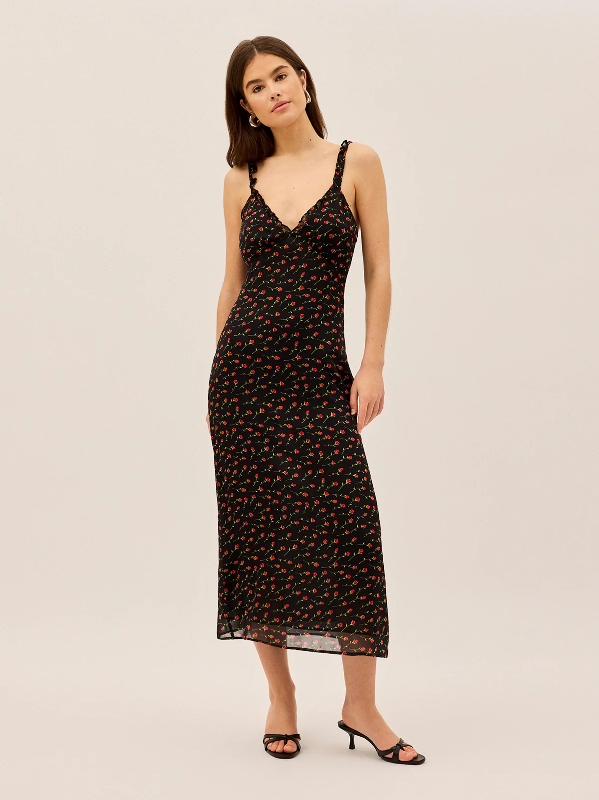 Norah Black Rose Print Dress