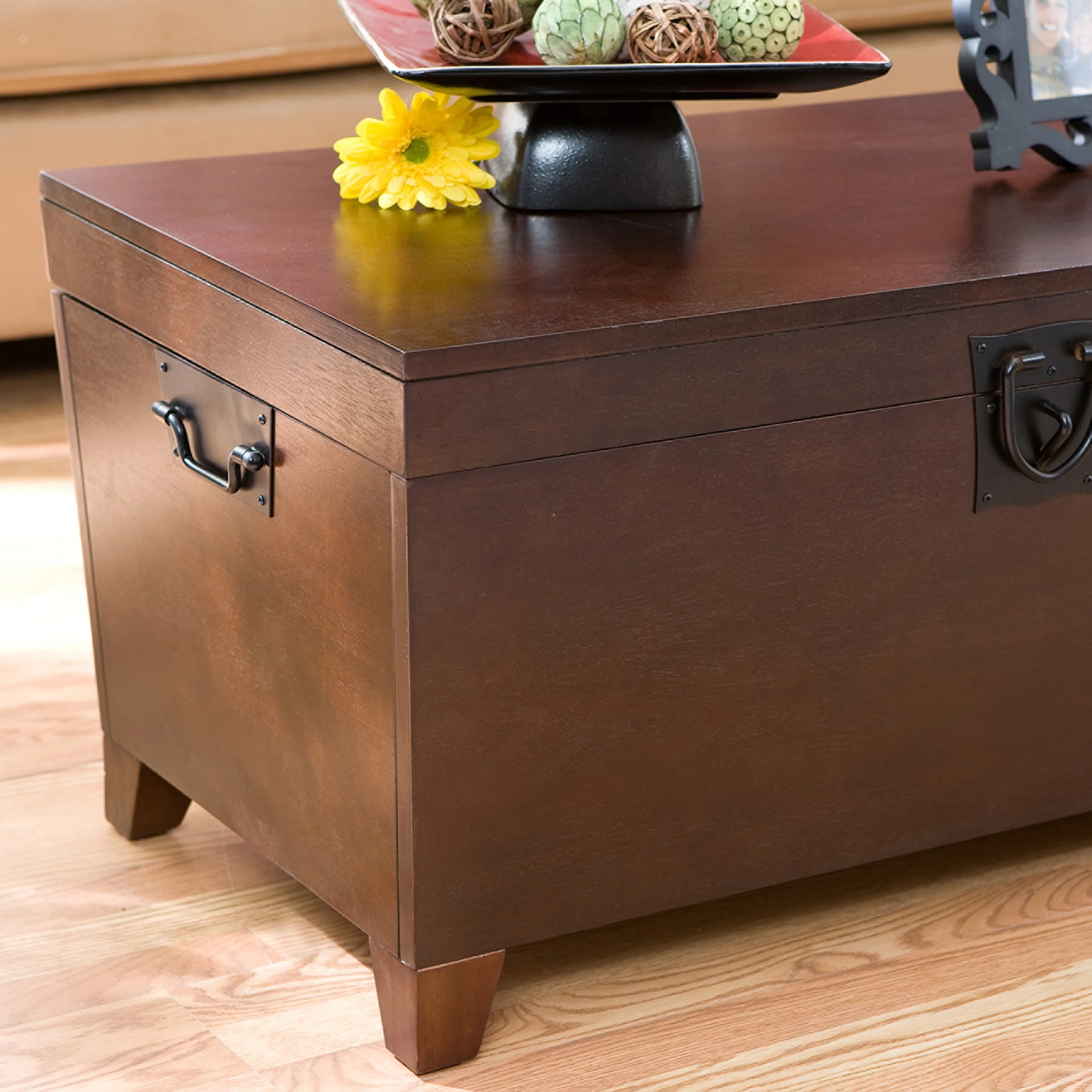 SEI Furniture Liatris Transitional Wooden Espresso Trunk Coffee Table