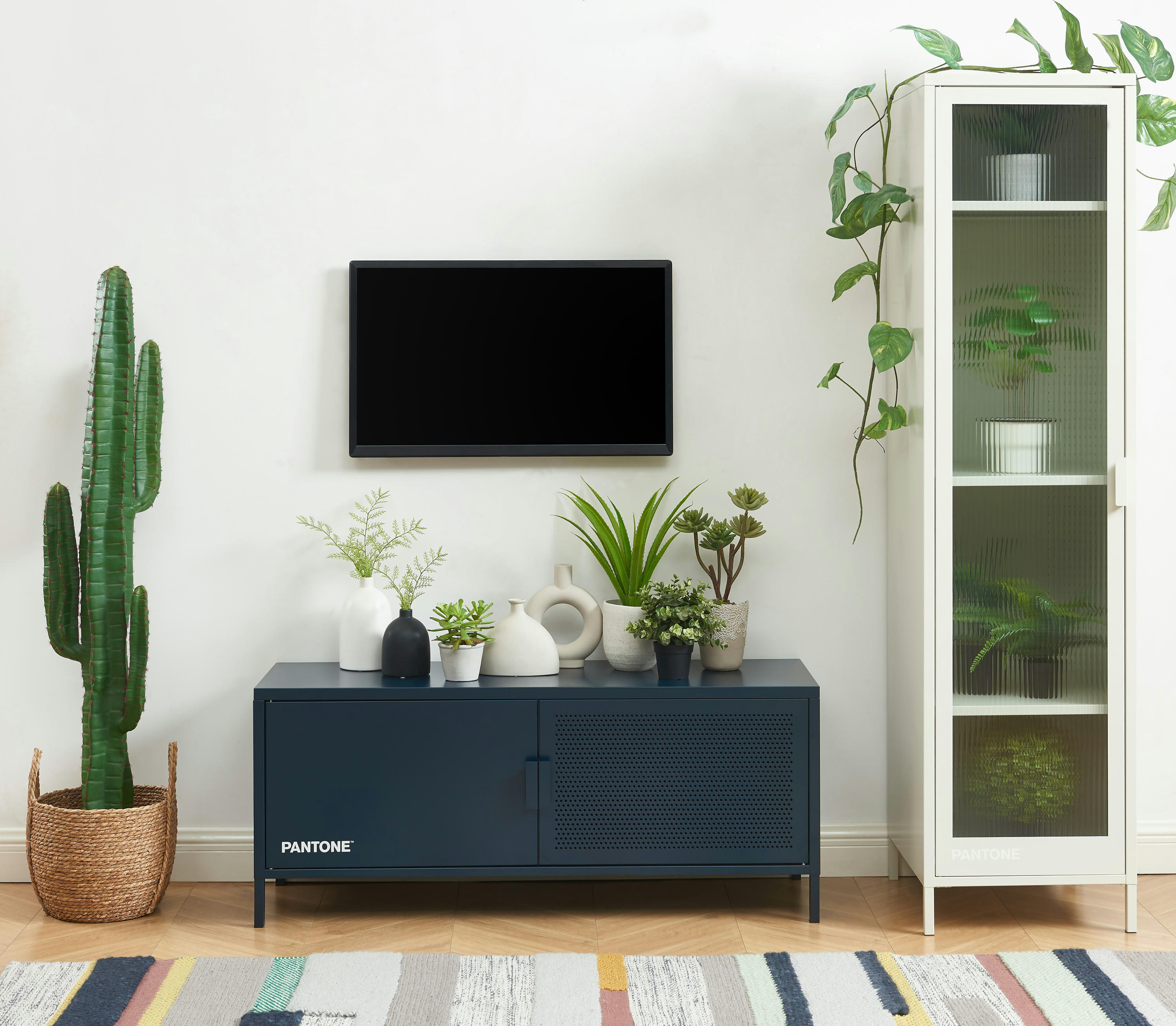 PANTONE - Meuble tv  métal bleu nuit 120 cm