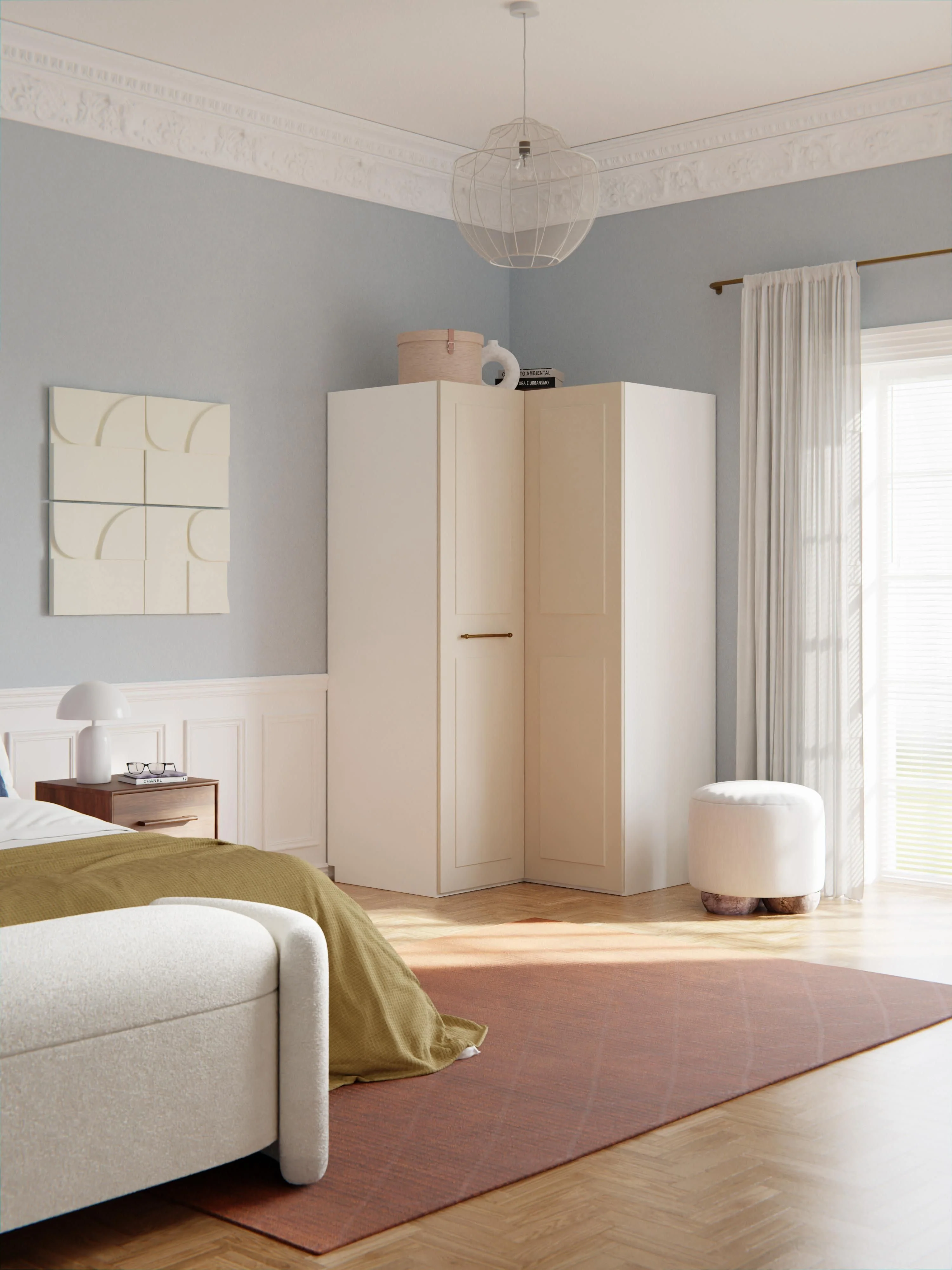 Modularer Eck-Kleiderschrank Charlotte, 115 cm Breite