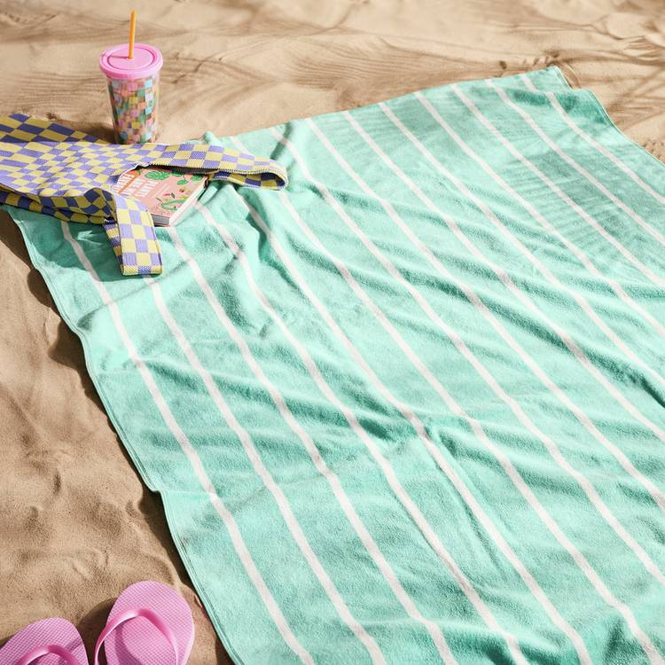 Habitat Aqua Stripe XL Beach Towel