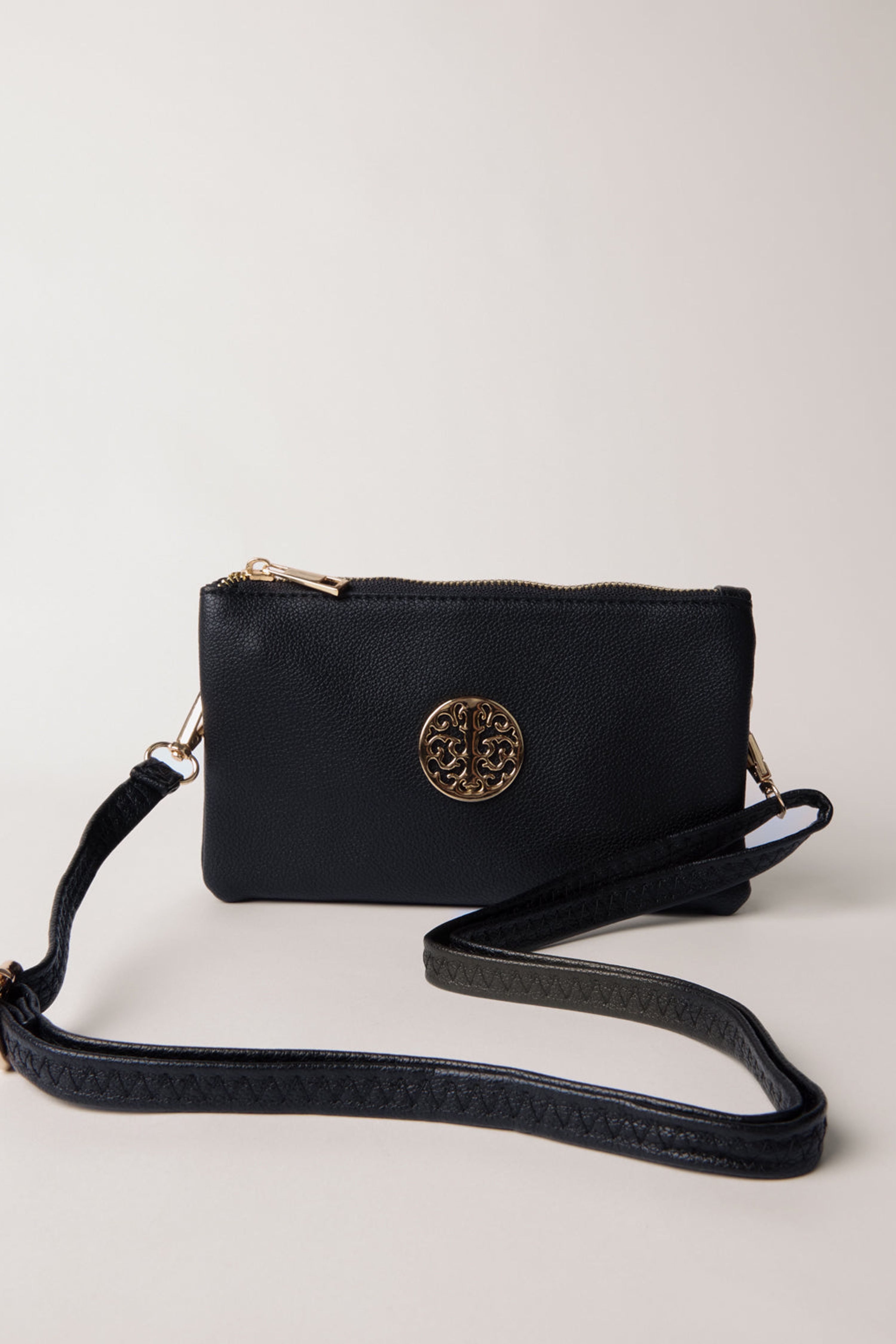 Blue Vanilla Detailed Zip Up Purse With Detachable Strap