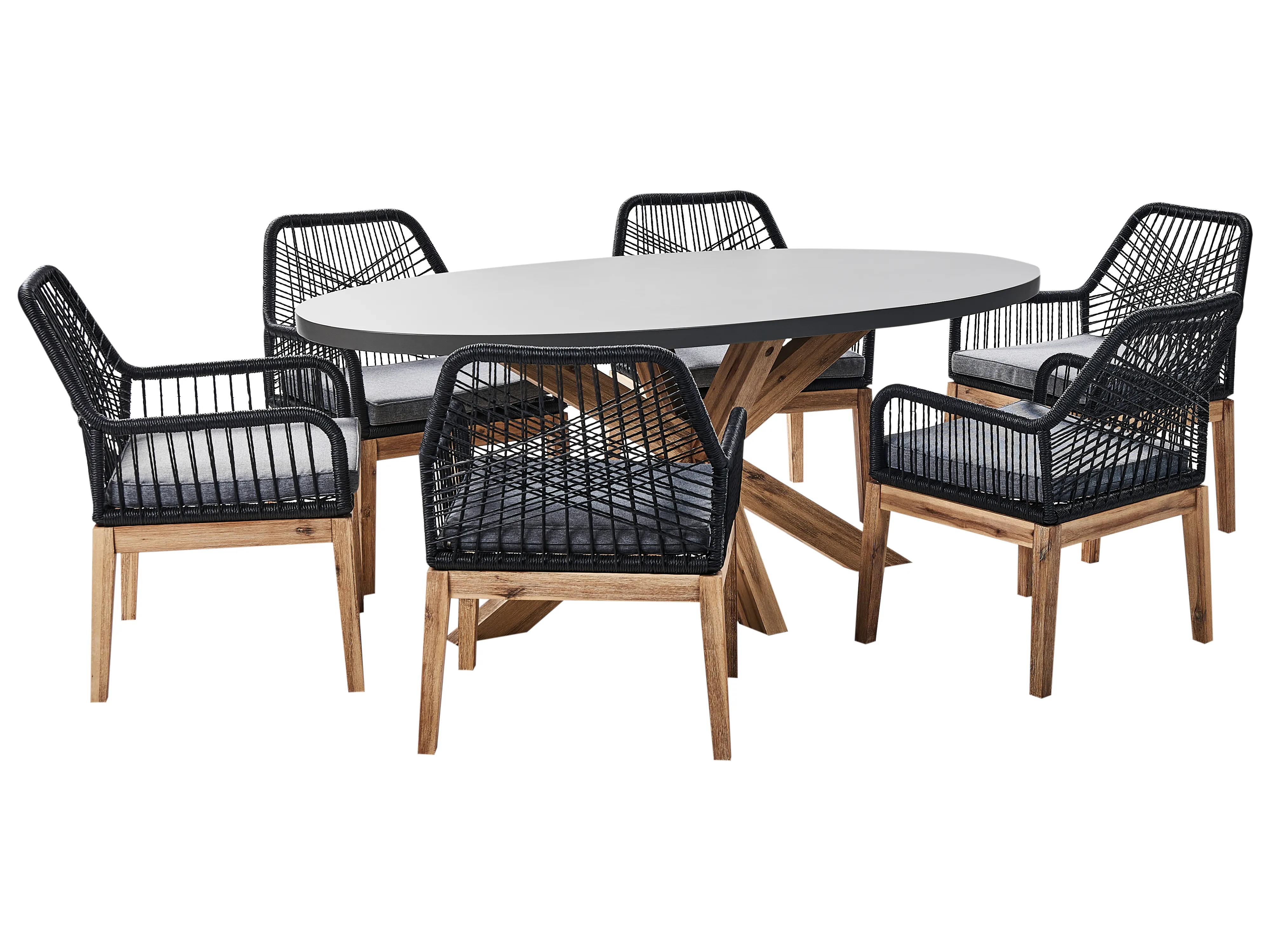 Garden Dining Set 4 Seater ORISTANO with Cushions Concrete Black