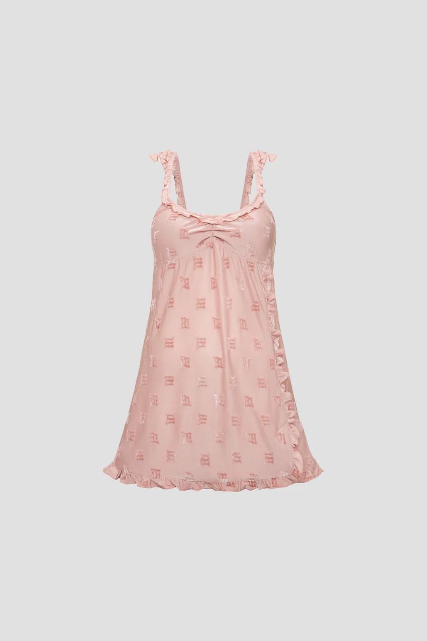 Velour Monogram Slip Dress