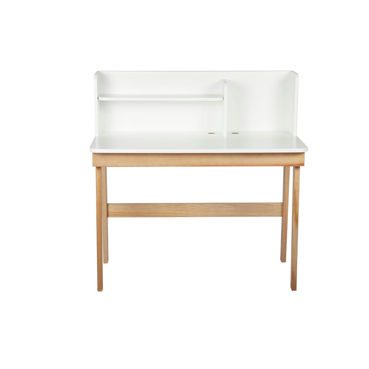 YUKI - Bureau enfant bois massif blanc et bois