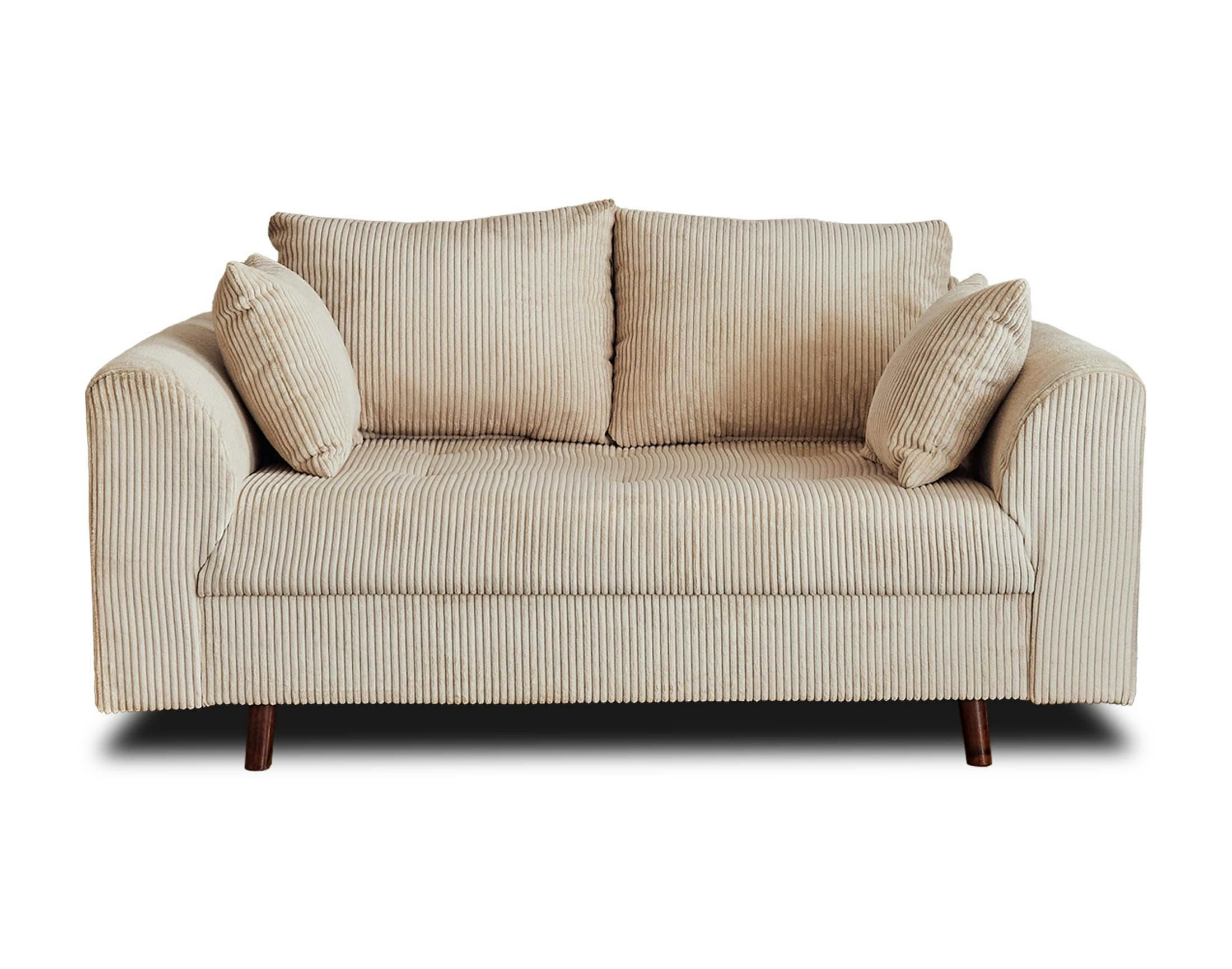 RUNE - Canapé droit 2 places en velours côtelé beige