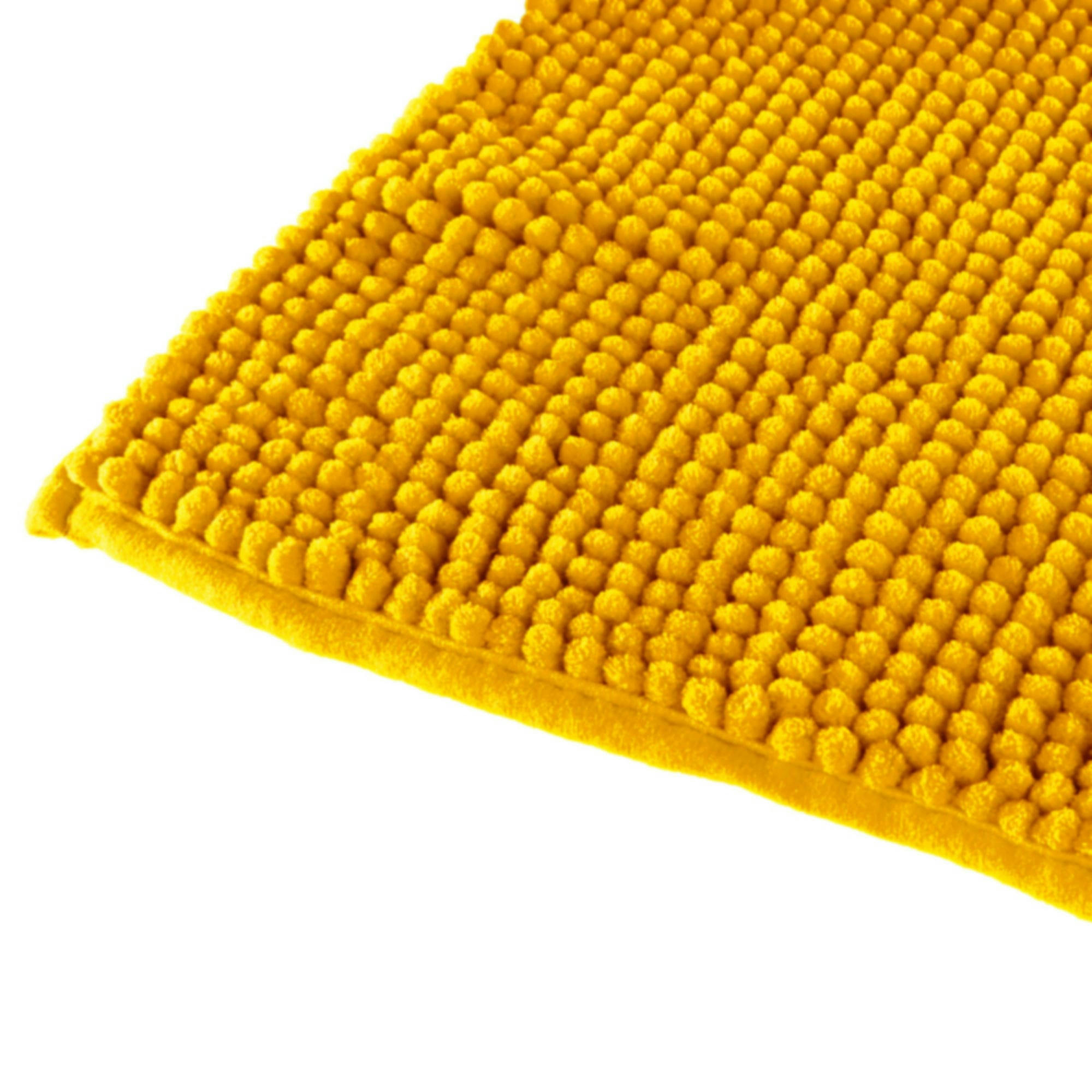 - Tapis de bain chenille jaune moutarde - 50x80cm