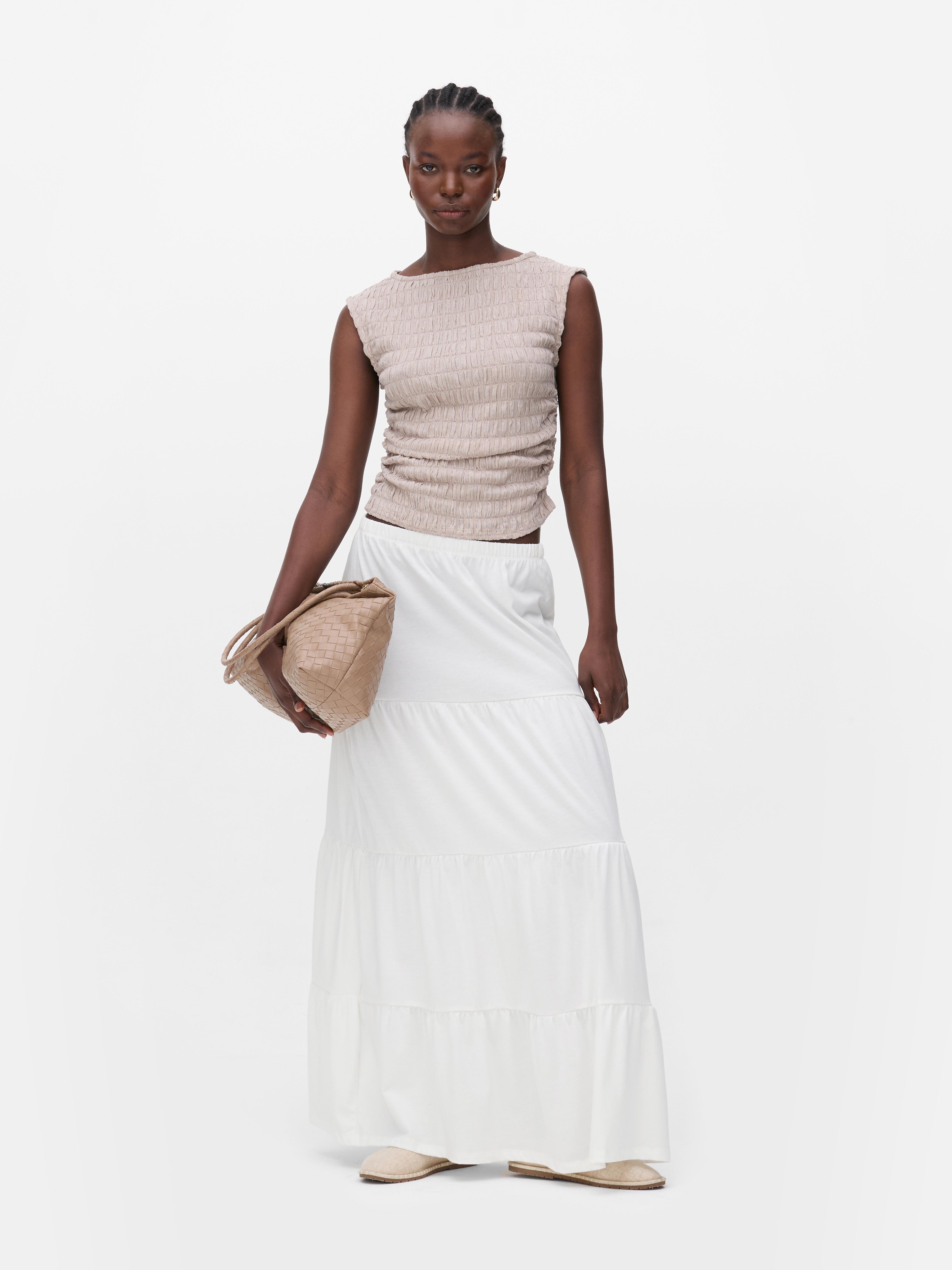 Cotton Tiered Maxi Skirt