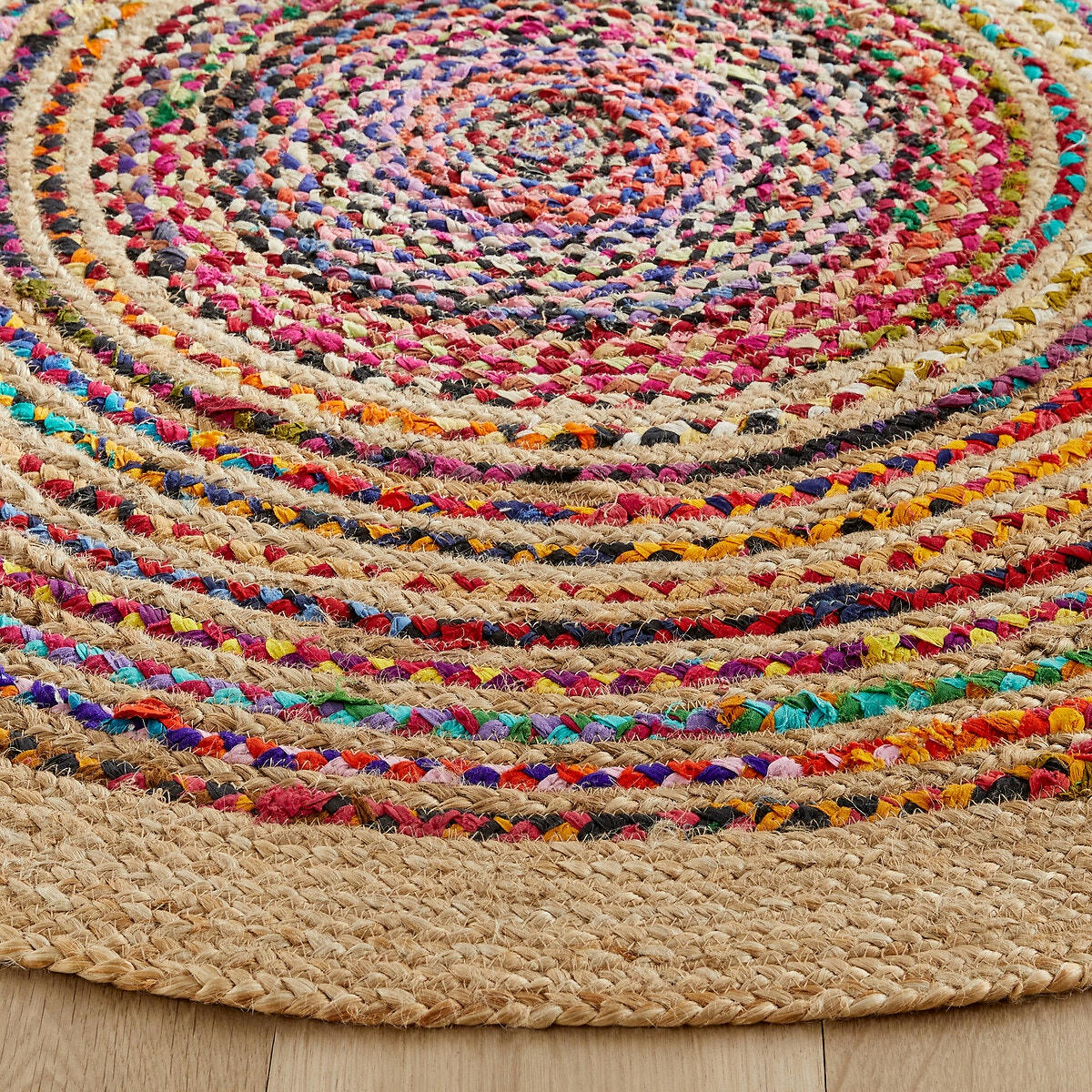 Tapis jute et coton recyclé Ø120 cm, Jaco