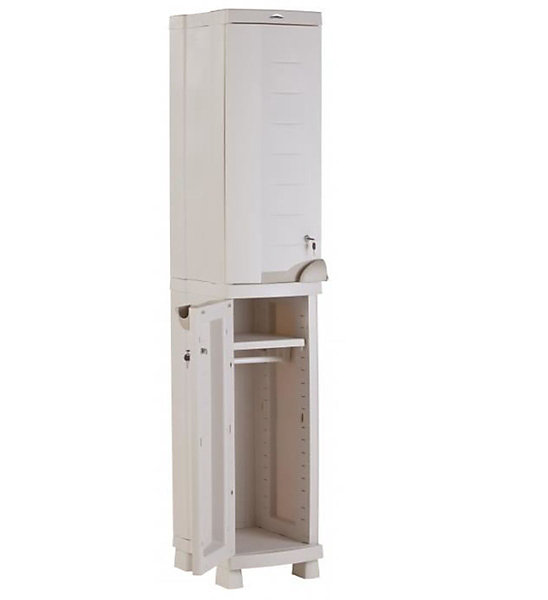 Colonne placard de rangement intérieur/extérieur coloris beige - Longueur 35 x Profondeur 45 x Hauteur 184 cm