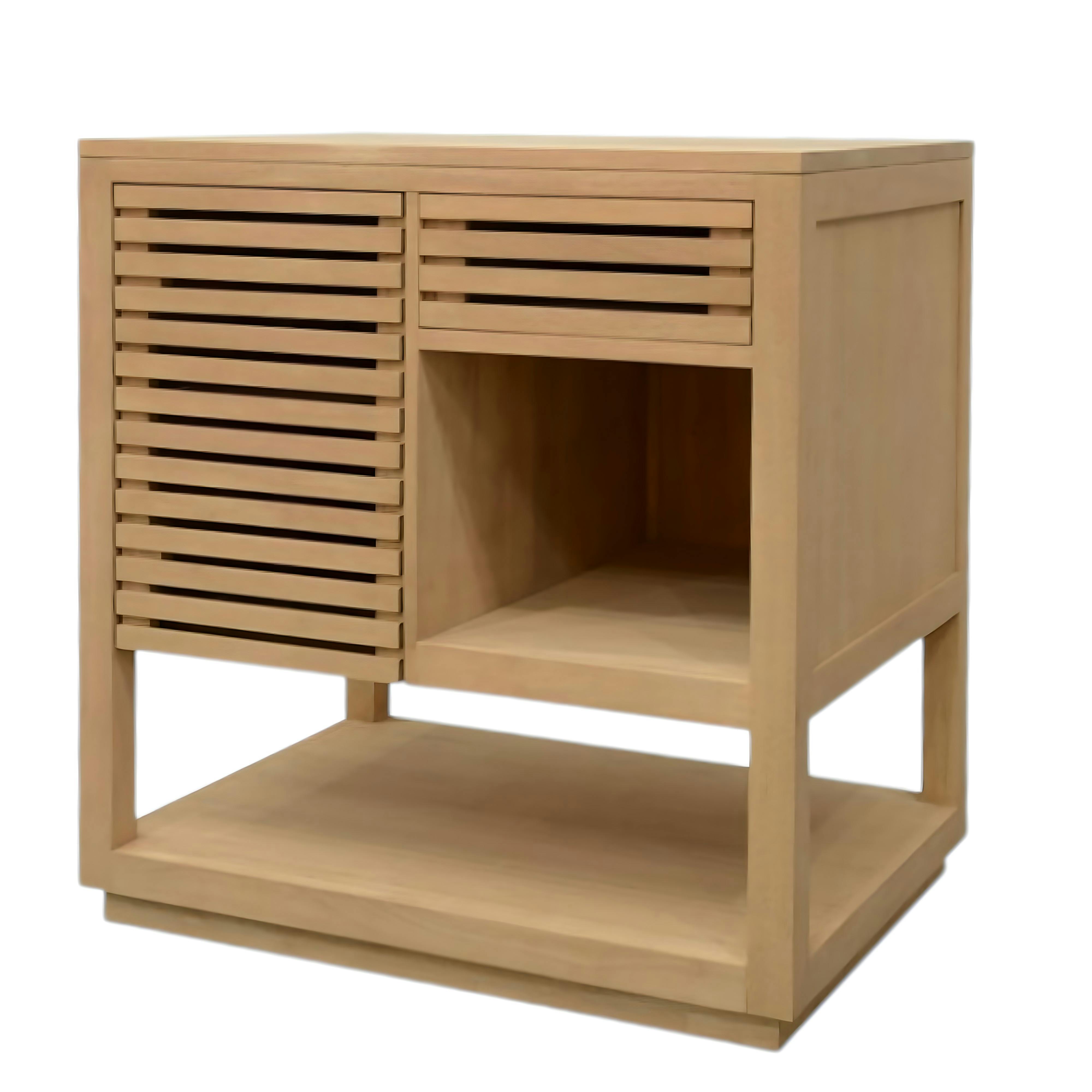 Meuble / Buffet 1 porte Persienne, 1 tiroir façade Persienne, 1 niche, 1 plateau bas 80x60x85cm NEW ORLEANS