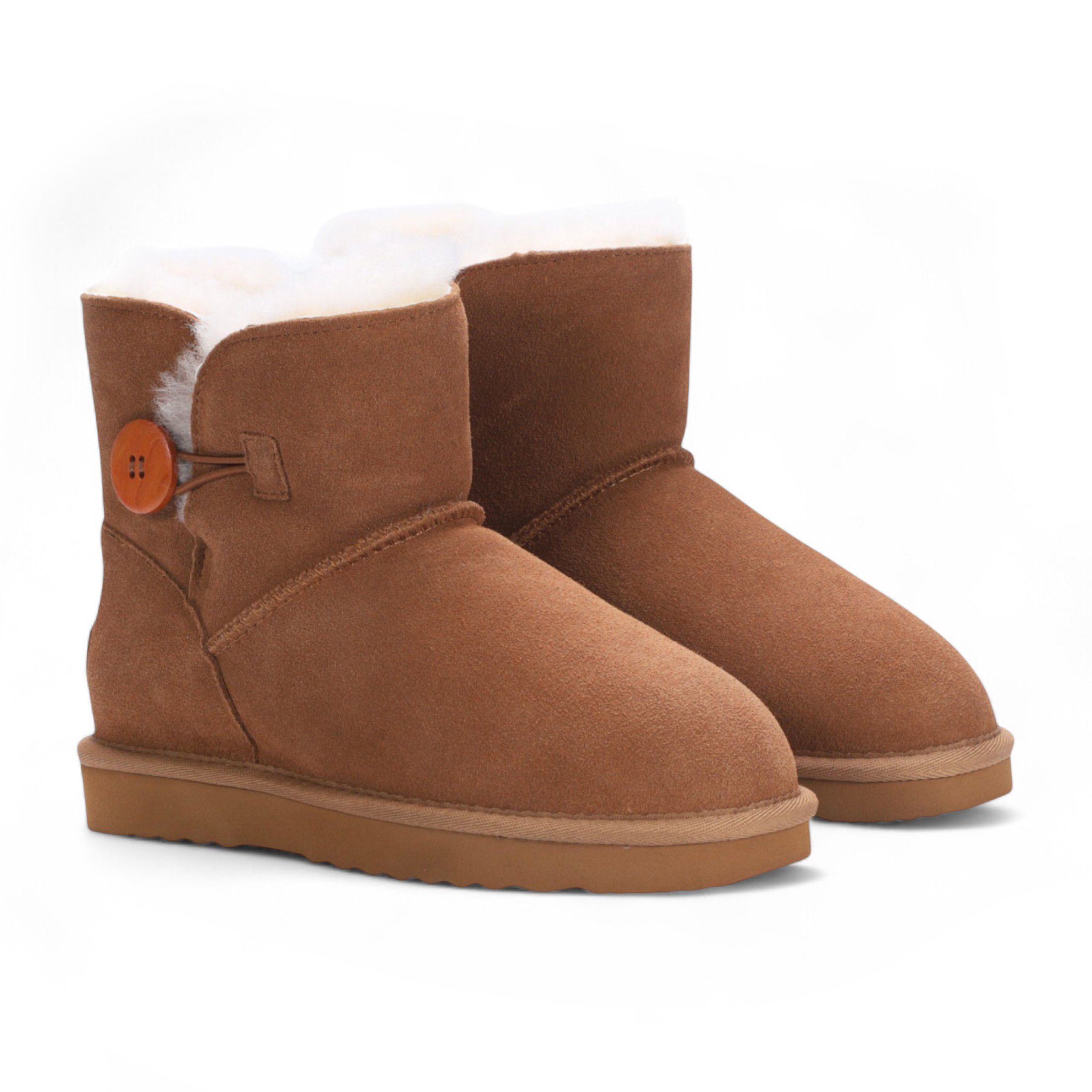Infinity Leather Sheepskin Suede Ankle Bootie Warm Winter Boots - Alpine