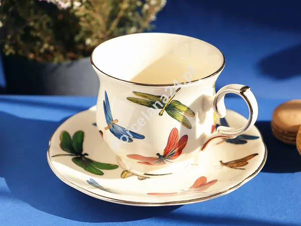Kpl. filiżanek ze spodkiem 260 ml (2 szt.) Duo - Ecru Ważki 15.WAŻ.K2FS