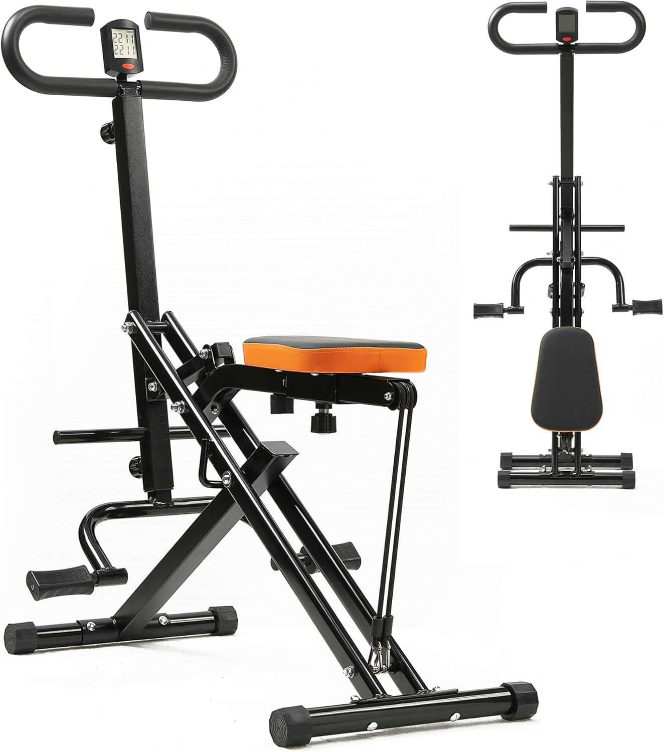 Squat Machine for Home, Squat Rowing Machine with Adjustable Resistance Bands, Foldable Exercise Equipment, Squat Assist Trainer for Glutes Ab Back Legs Workout
