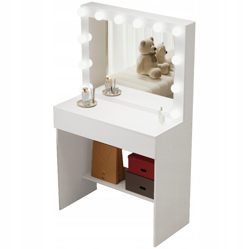 Toaletka kosmetyczna do makijażu wizażu z lustrem led nowoczesna loft glam