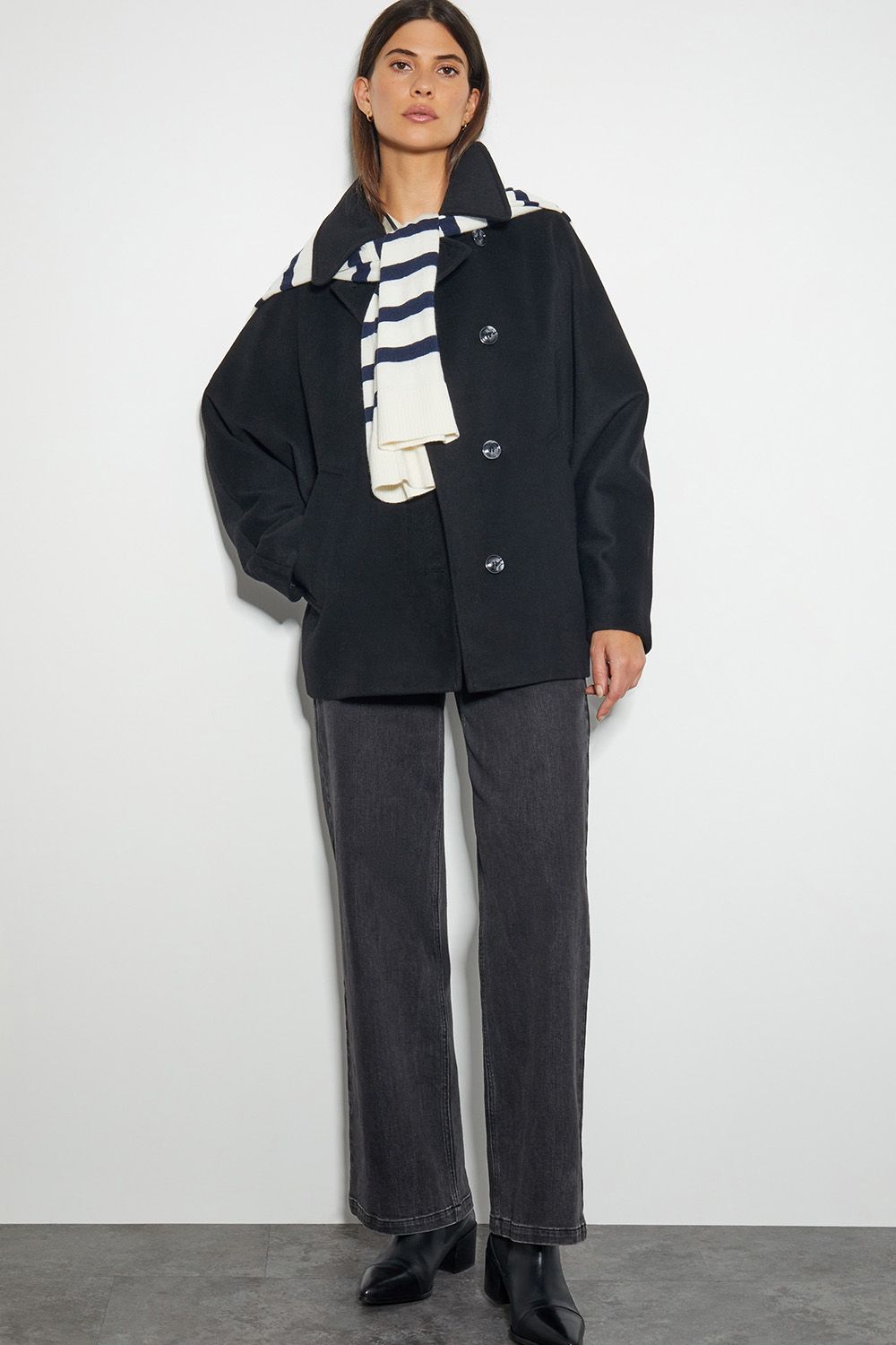 Monsoon Didi Dolman Sleeve Coat Black