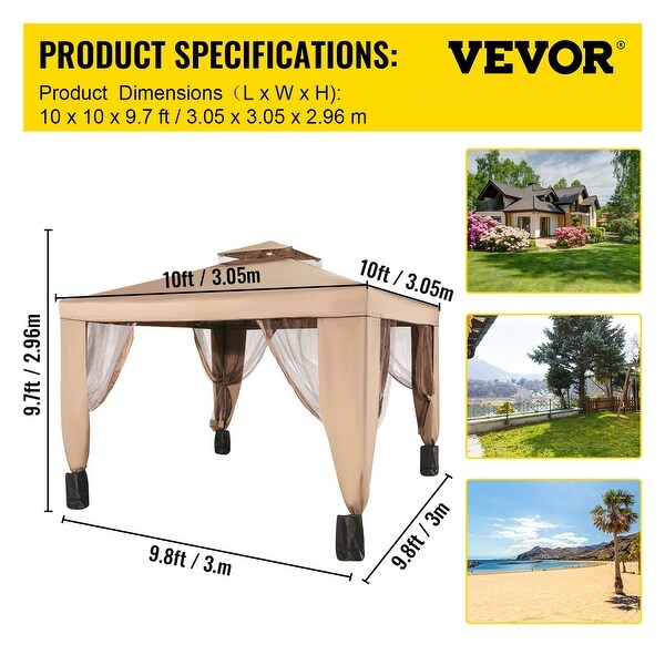 10x10ft Outdoor Canopy Gazebo with Four Sandbags