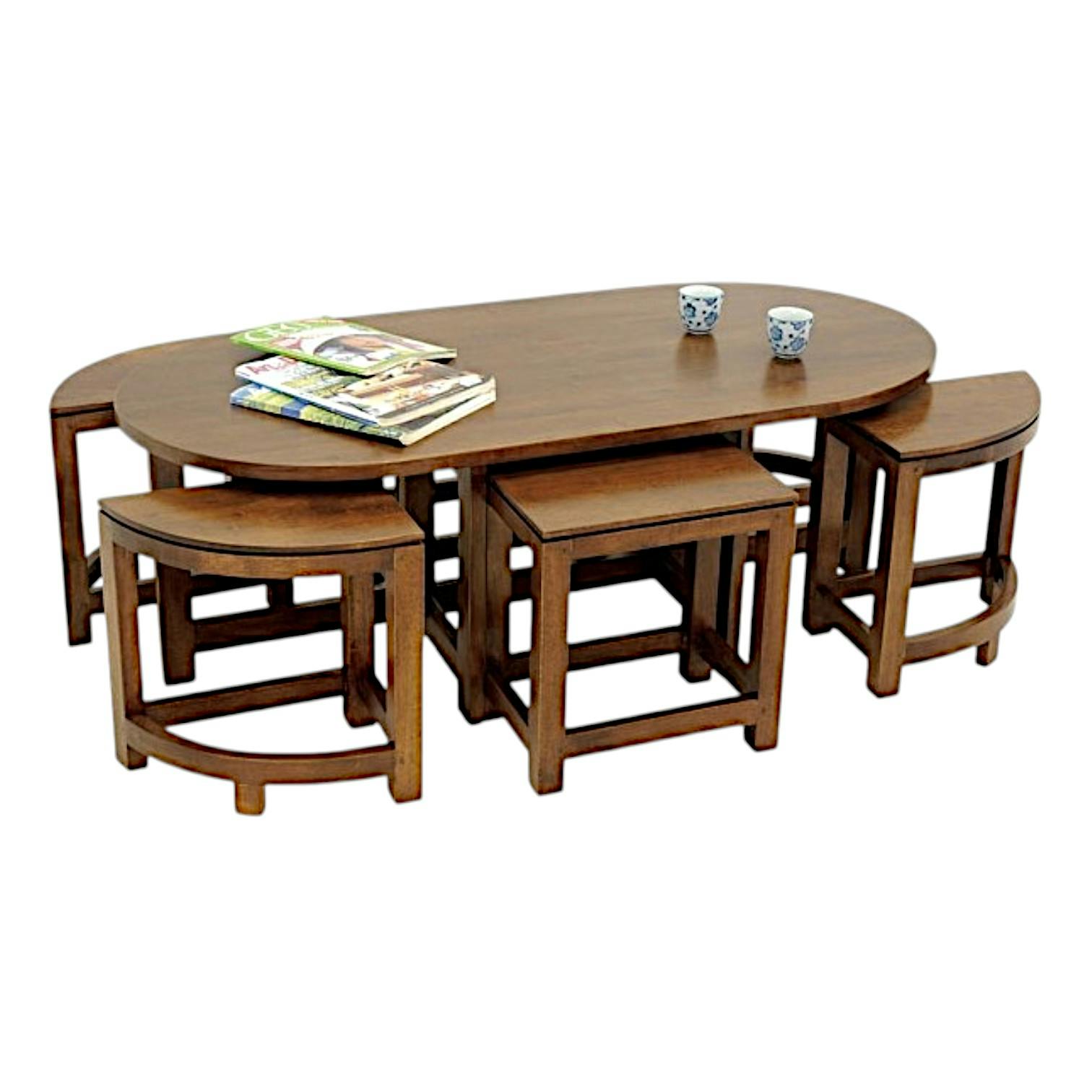 Table basse hévéa   6 tabourets MAORI