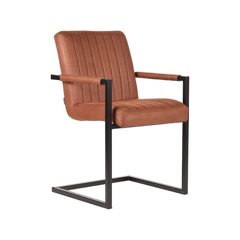 LABEL51 Eetkamerstoel Milo - Cognac Microfiber - Set van 2