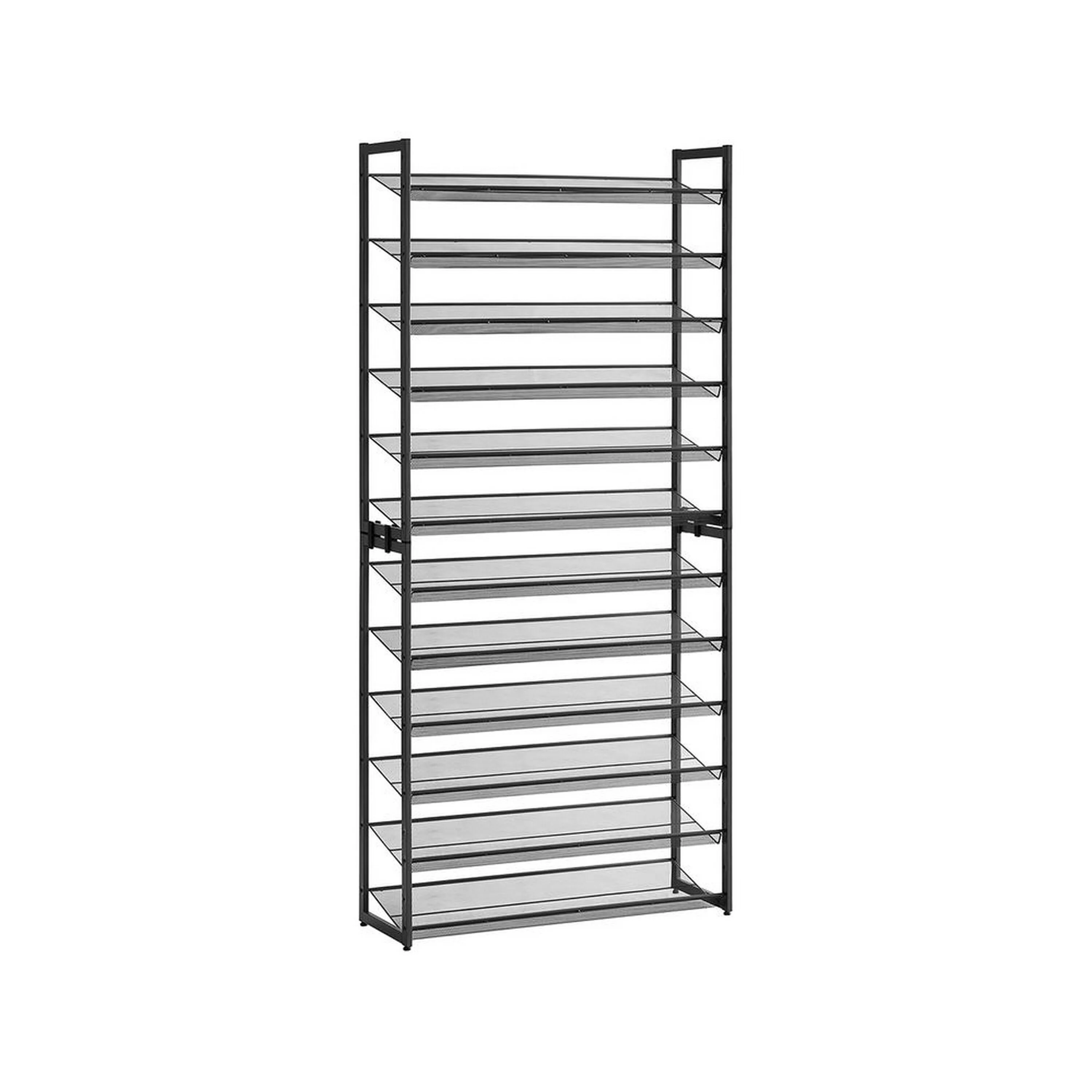 Gaco 87 Inch Shoe Rack, 12 Shelves, Stackable Metal Frame, Black Finish