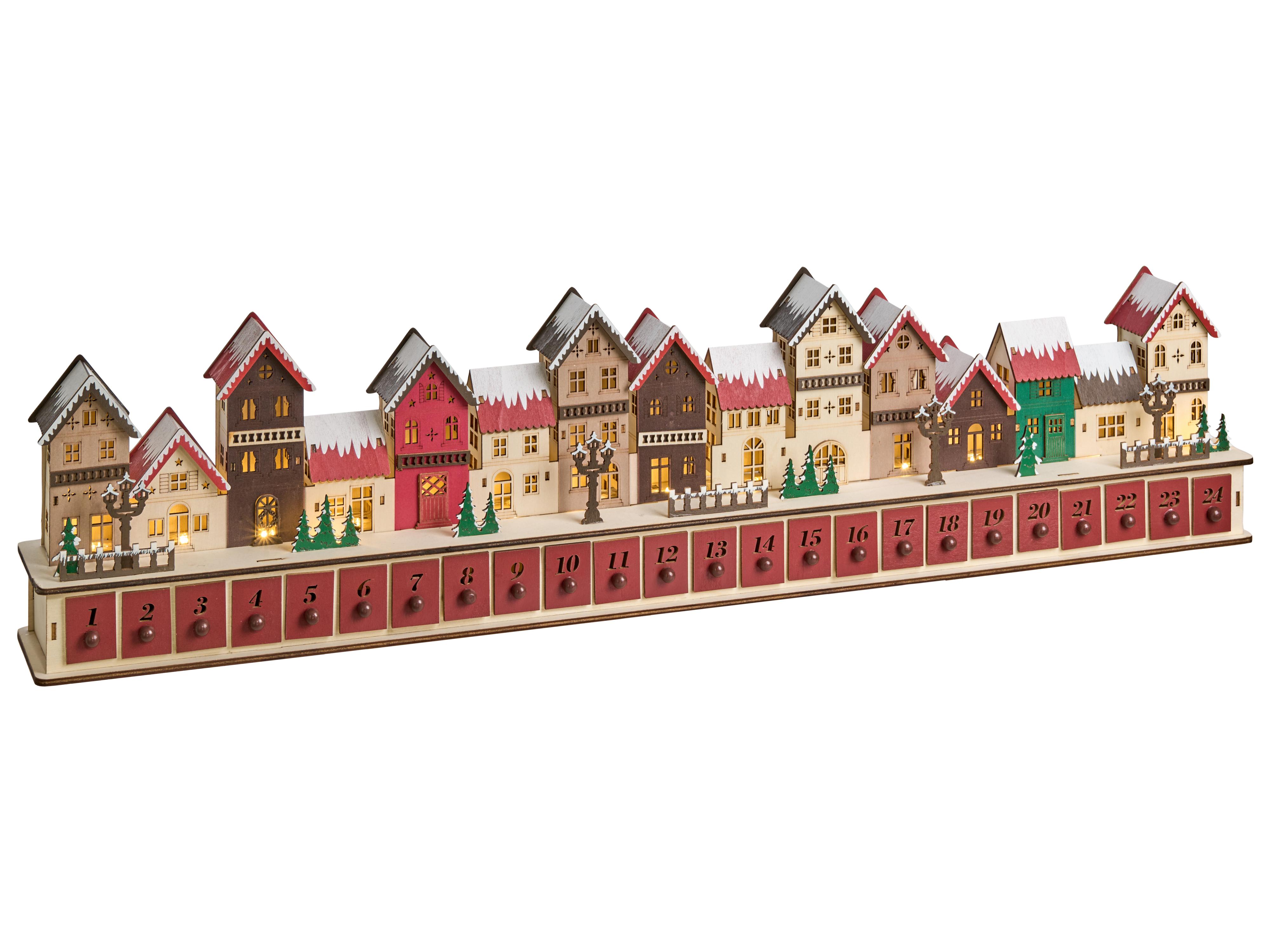 Christmas Decoration LED ASPERN Advent Calendar 18 cm Red