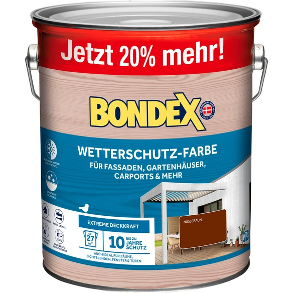 Wetterschutzfarbe, Nussbraun 3,0 Liter