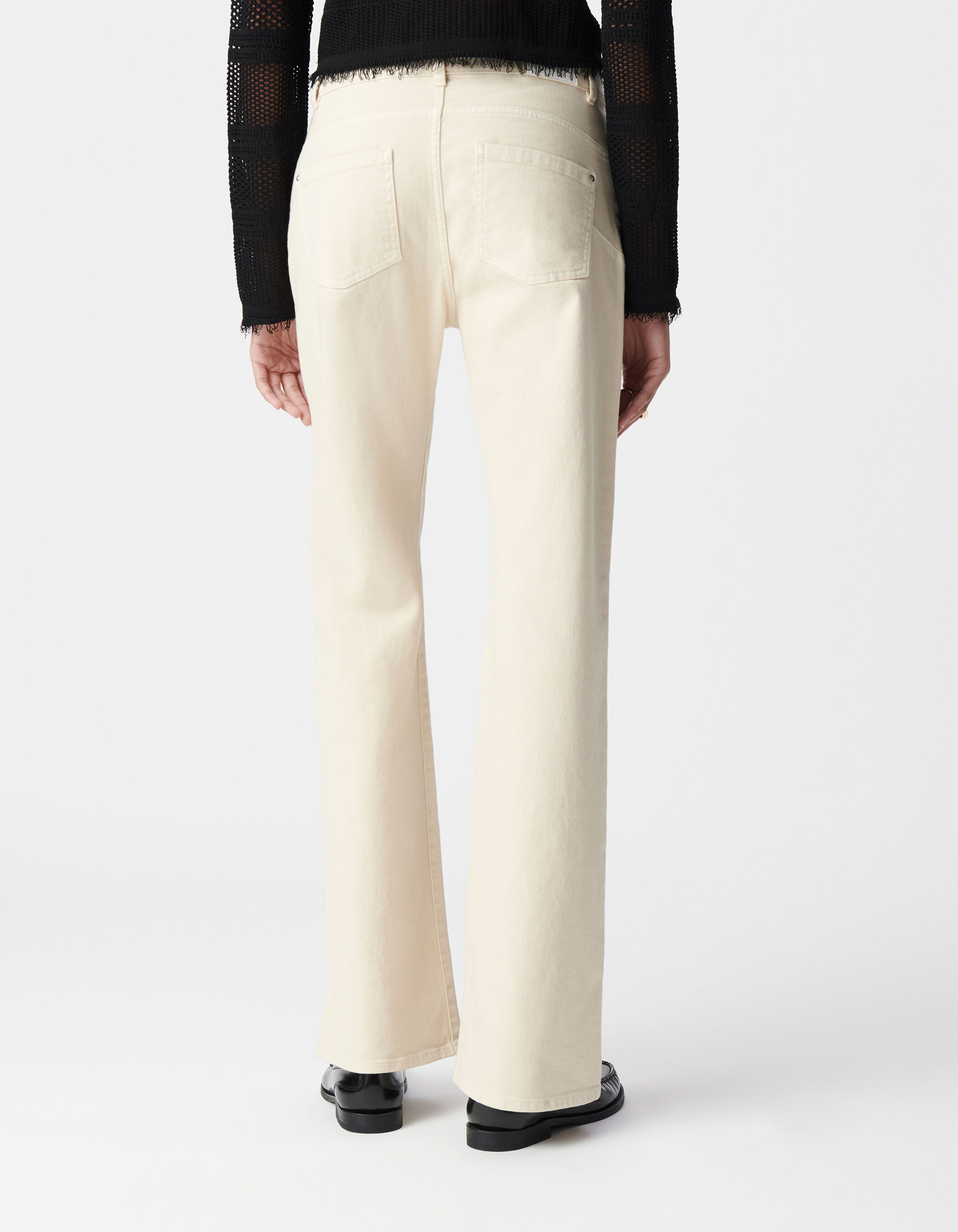 Jean flare beige Waterless boutons apparents Femme