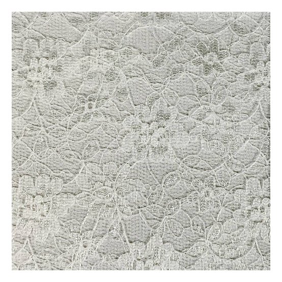 Cream Polyester Floral Lace Fabric by the Metre