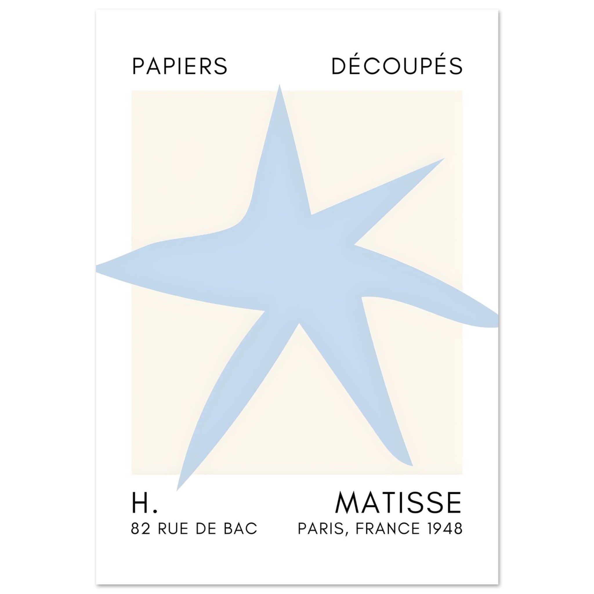 Artfulprints Poster Matisse – Star of the sea light blue  - 70x100 cm - Blauw