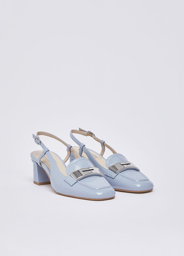 Mocassini slingback in vernice