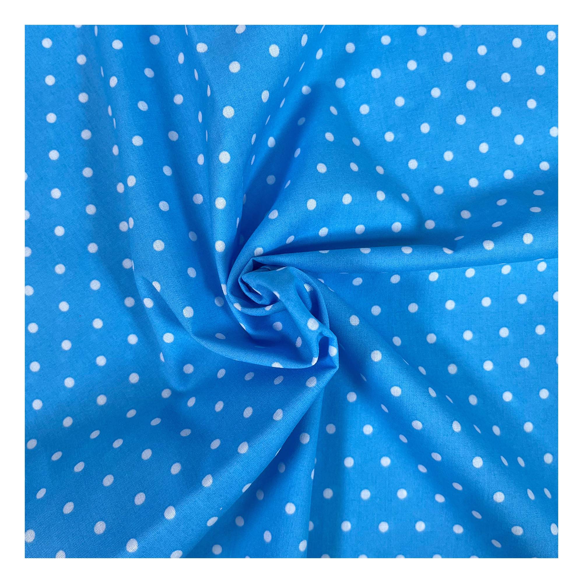 Turquoise Simple Polka Polycotton Fabric by the Metre