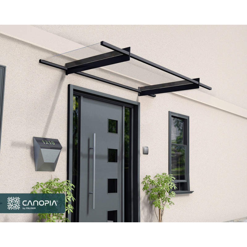 Marquise de porte Nancy gris foncé 205,5 x 94 cm CANOPIA