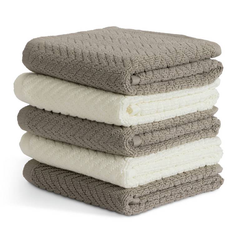 Habitat Zig Zag Pack of 5 Terry Tea Towels