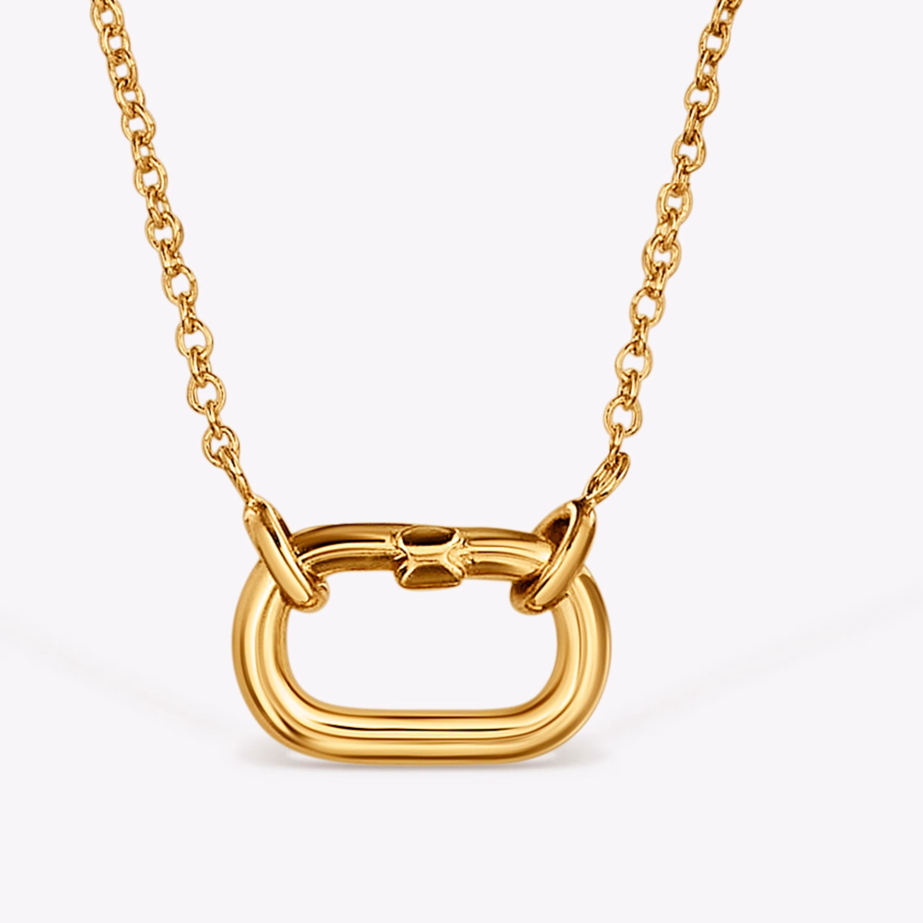 Collar corto con baño de oro 18 kt sobre plata con anilla Hold Oval