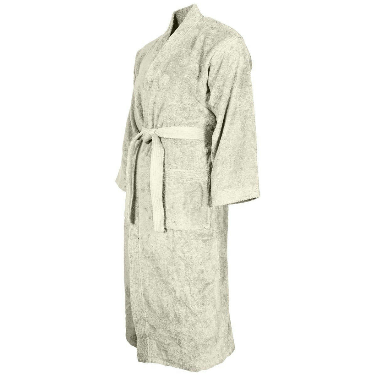 LUXURY - Peignoir col kimono en coton  Ecru L