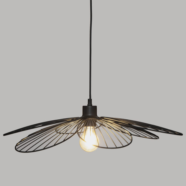 LAMPA WISZĄCA Fleur czarna METALOWA klosz w kształcie kwiatu