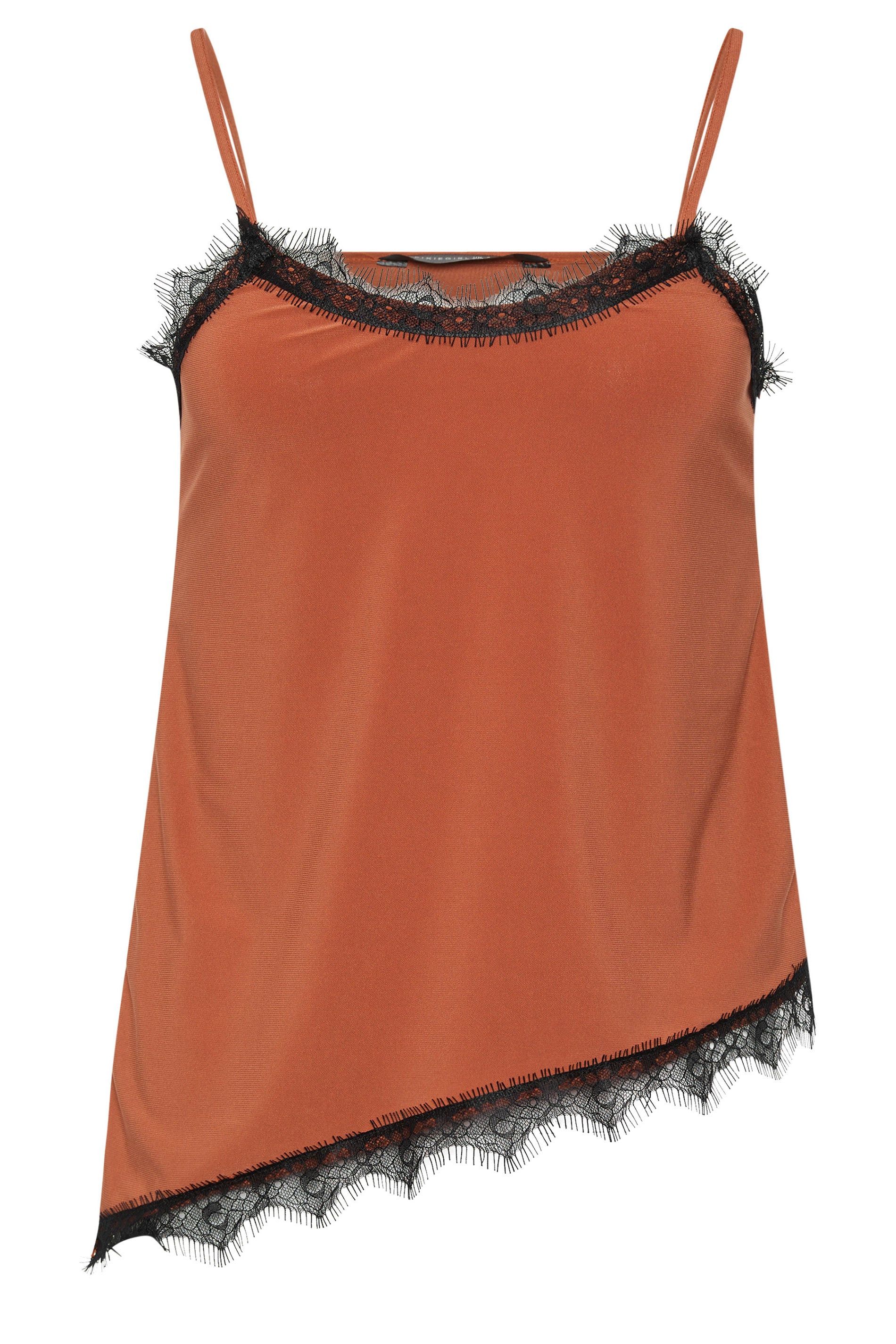 PixieGirl Petite Lace Trim Asymmetric Vest Top