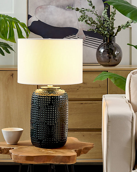 Lampe à poser MUSSEL Céramique Bleu foncé